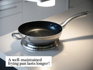 A clean and shiny electric frying pan placed on a modern kitchen countertop.